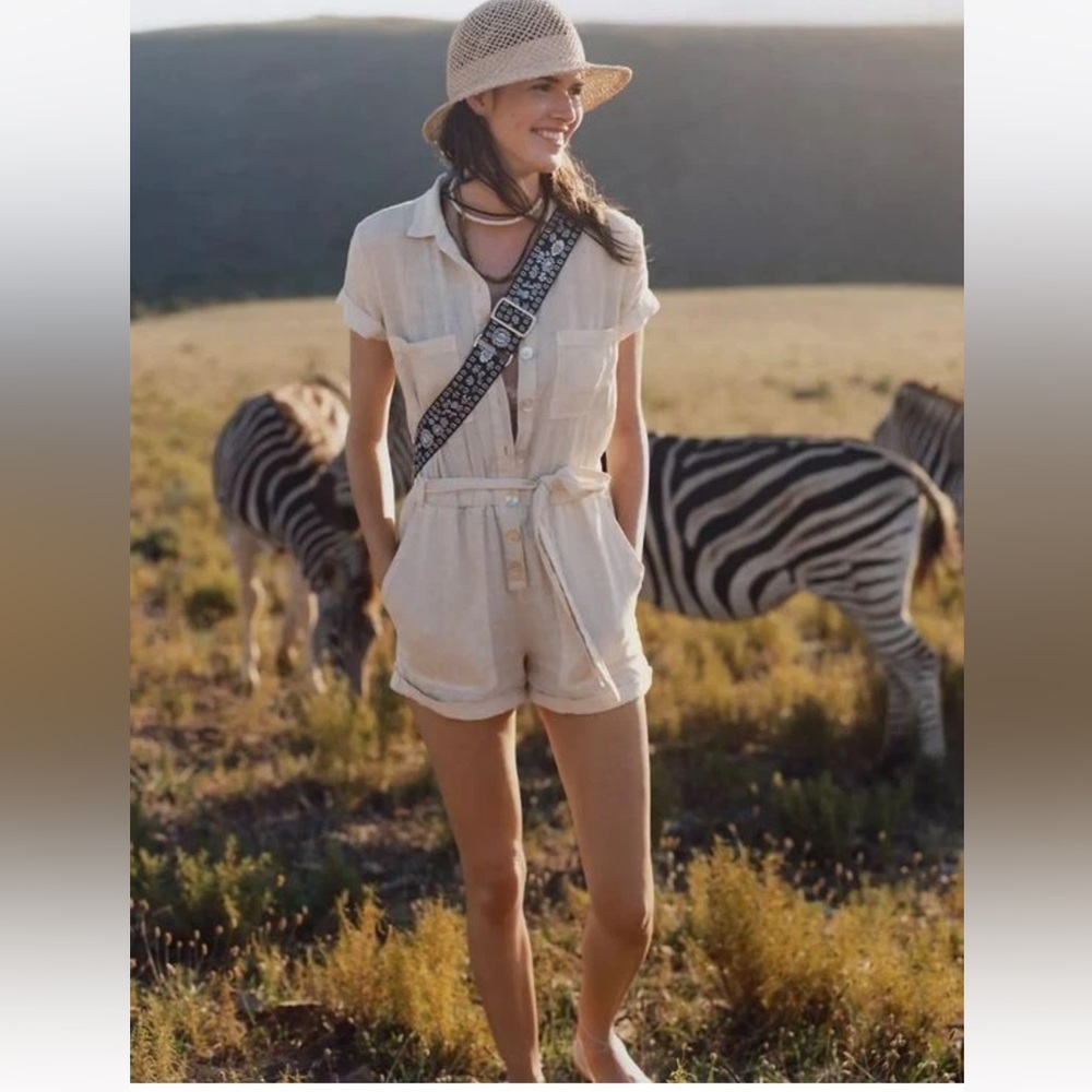 Cloth and Stone for Anthropologie Linen Romper - Picture 1 of 5